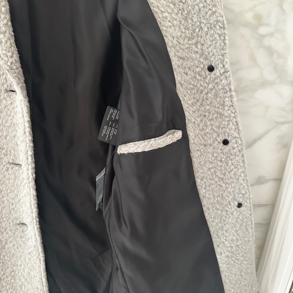 Andrew Marc Gray Wool and Alpaca Coat with Leather Trim - Picture 6 of 9